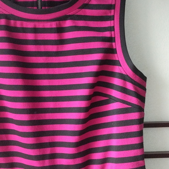 INC Hot Pink and Black Striped Sleeveless Dress Medium - Picture 9 of 16